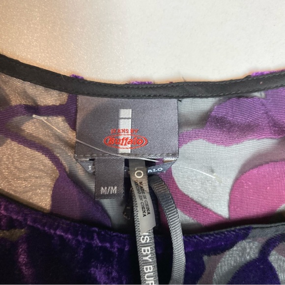 Jeans By Buffalo Top Black Burnout Sheer Velvet Fringe Whimsigoth Fairy Sz M - Picture 4 of 9